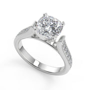 Cameron 4 Prong Pave Cushion Cut Diamond Engagement Ring - Nivetta